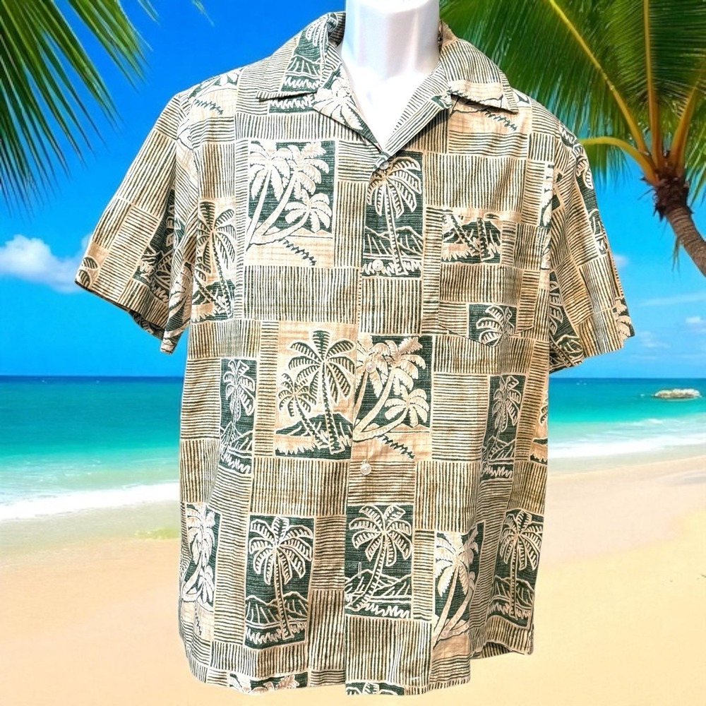 Malihini Men's Vintage Hawaiian Shirt Size L** 100% ‎ Cotton  Made In Hawaii